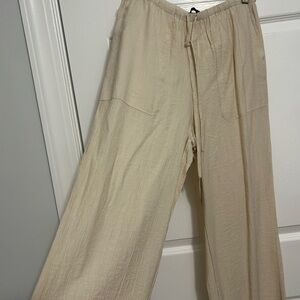 Zara Cream Pleated Trousers